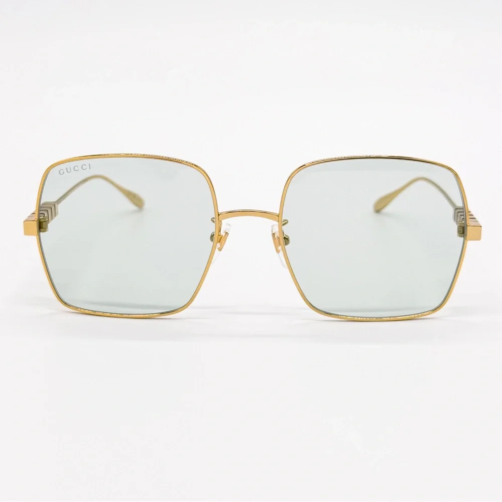 NEW GUCCI GG1434S 003 SQUARE GOLD GREEN WOMEN SUNGLASSES GUCCI